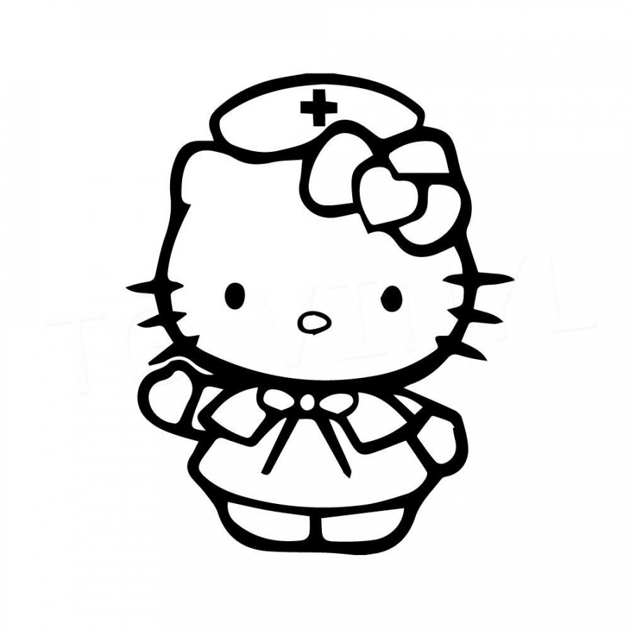 " HELLO KITTY NURSE Vinyl Decal Sticker Car Window Laptop Doctor Hospital  Medic