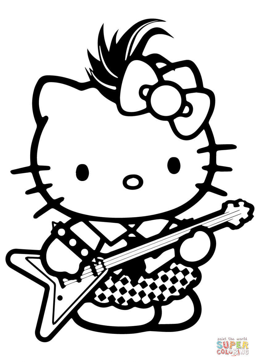 Hello Kitty Rockstar  Super Coloring  Hello kitty coloring