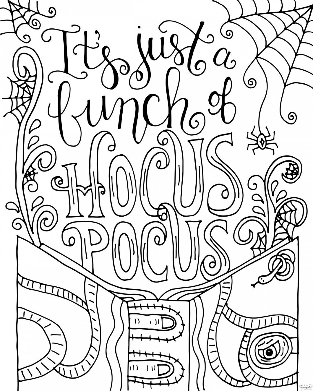 Hocus Pocus Coloring Page - Eighteen  Free halloween coloring