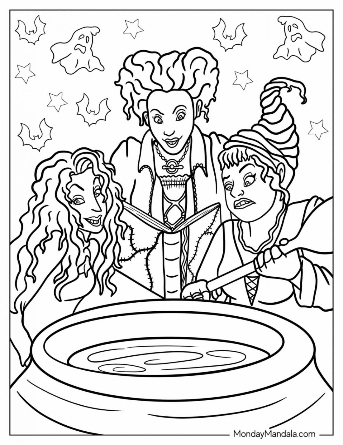 Hocus Pocus Coloring Pages (Free PDF Printables)