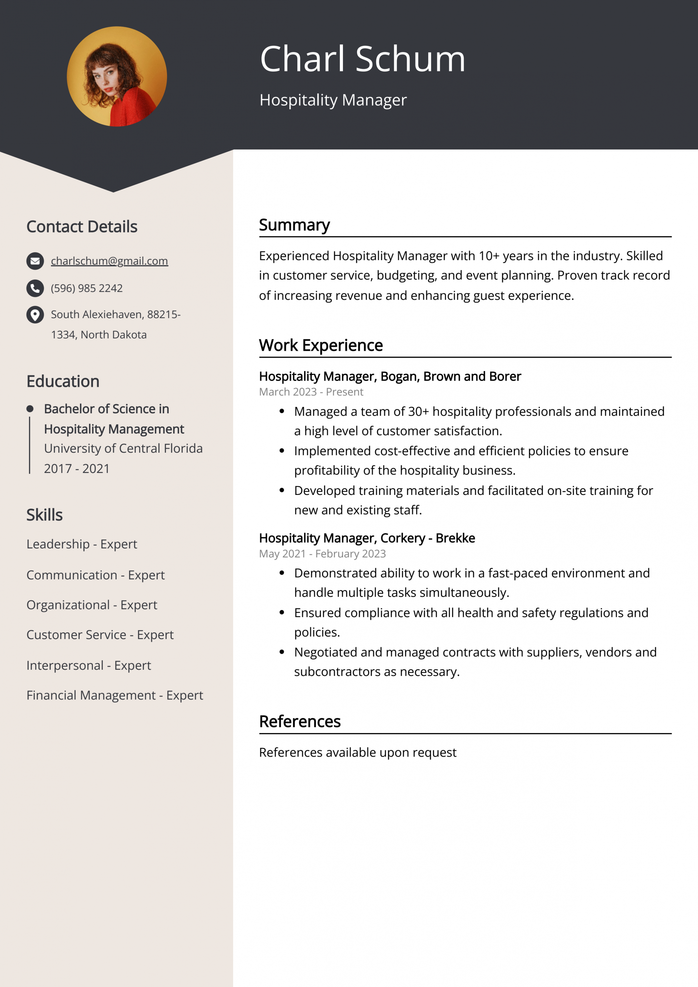 Hospitality Manager CV: Sample & Guide [Entry Level + Senior Jobs]