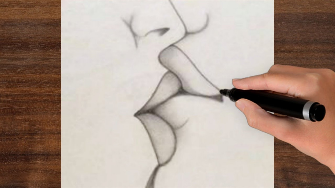 How To Draw A Kissing Lips , Easy Drawing Tutorial ! Drawing For Kiss Step  By Step