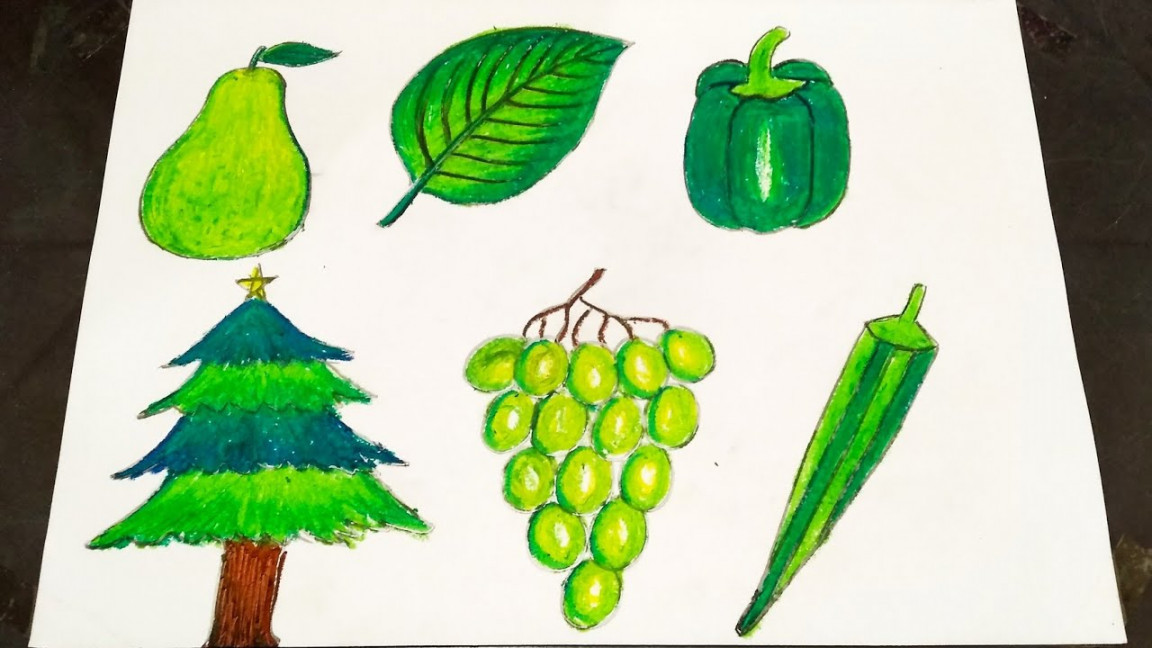 How To Draw Green Colour Objects ll Green Objects Drawing In Easy Way For  Kids.