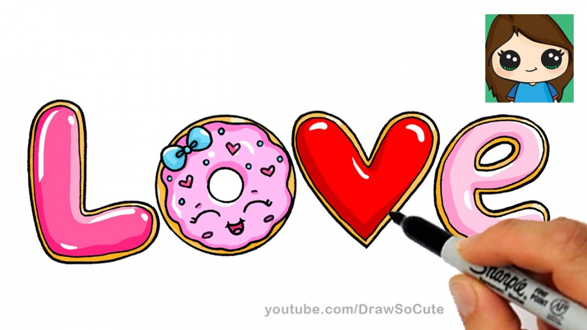 How to Draw LOVE in Bubble Letters  Donut and Cookies