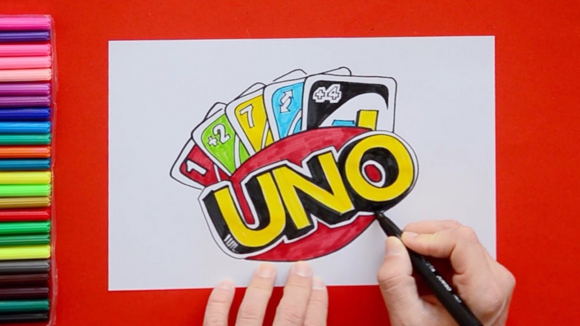 How to draw UNO Card Game Logo