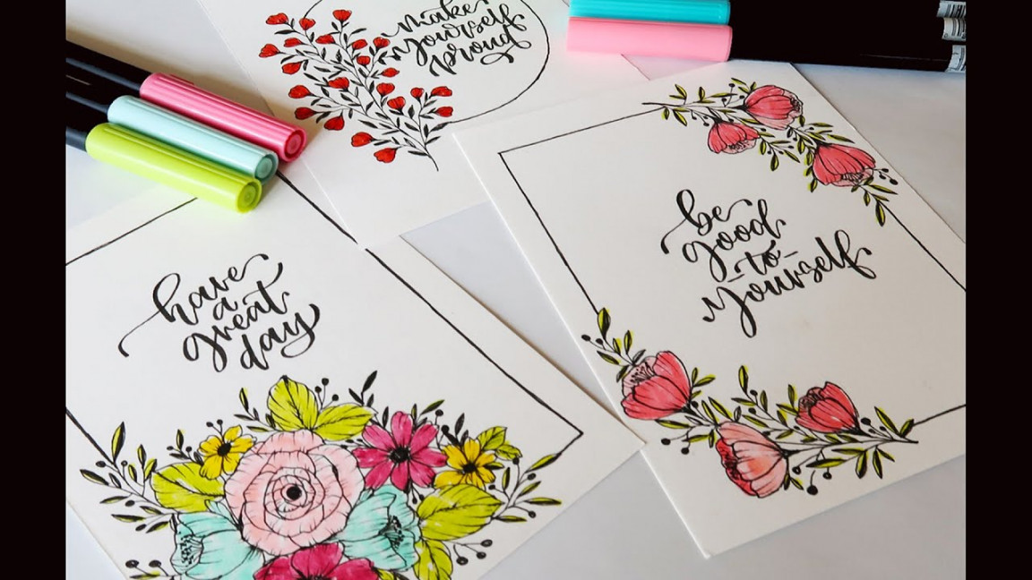 How to make colorful floral CardsFloral Frames Drawing Easy Flower Doodle  Tutorial for Beginners