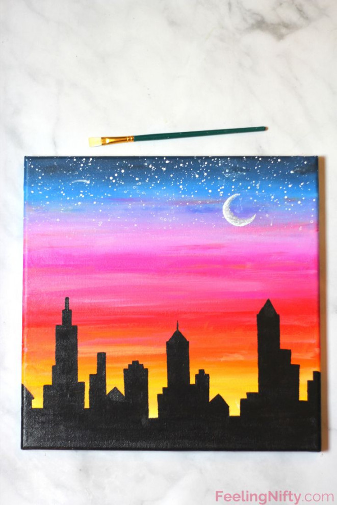 How to Paint a Sunset Cityscape For Beginners (Easy)  Sunset