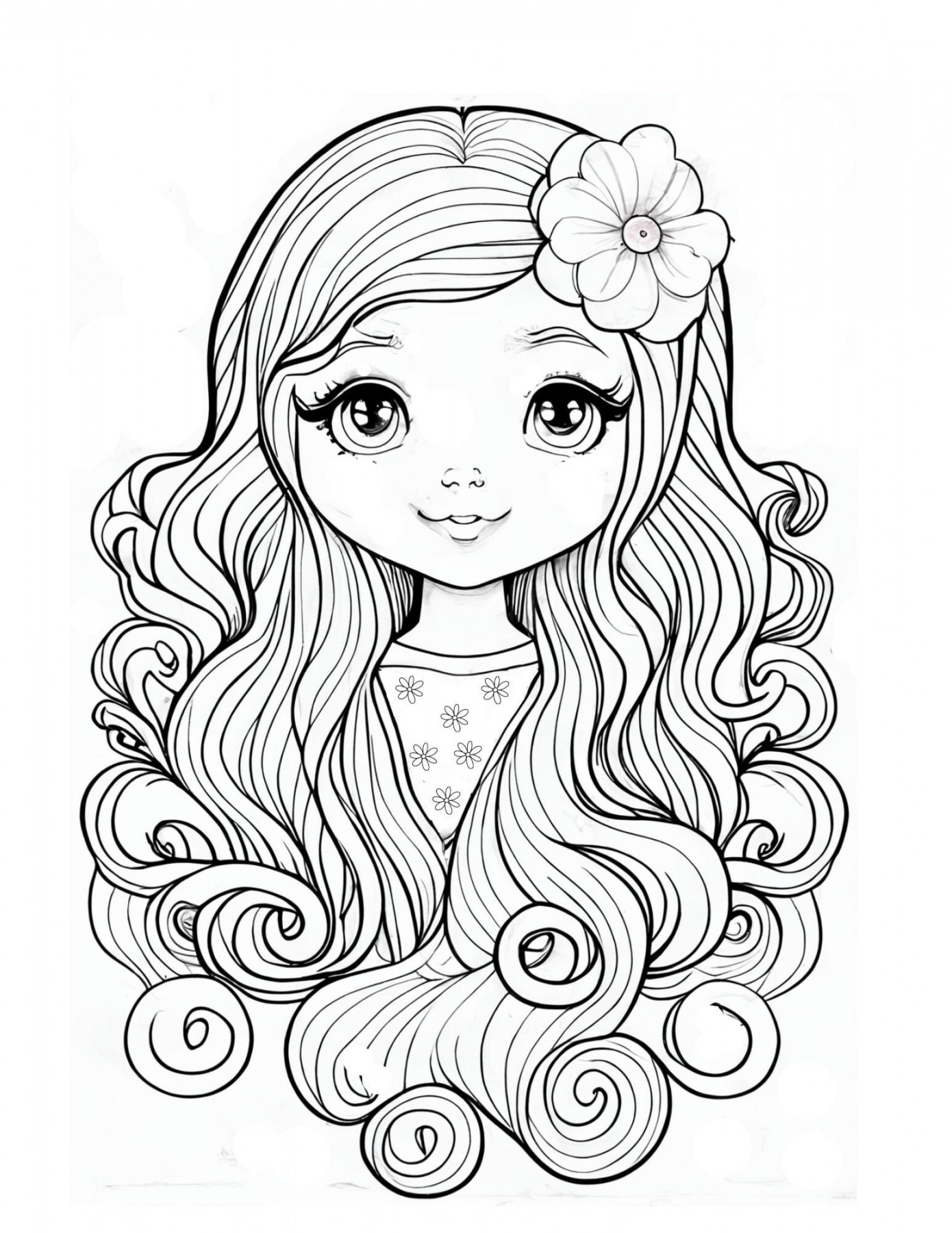 Immediate Download Digital Print Kawaii Girl Coloring Page - Etsy