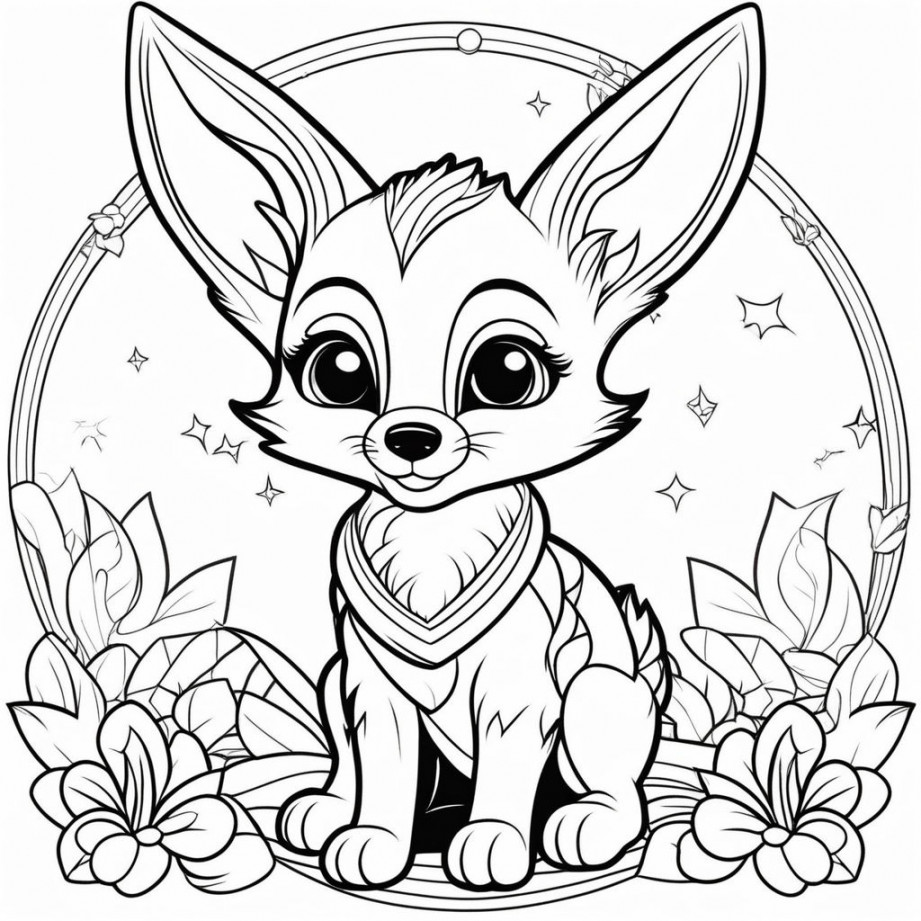 ink sketch of beautiful super cute little fox" - Playground