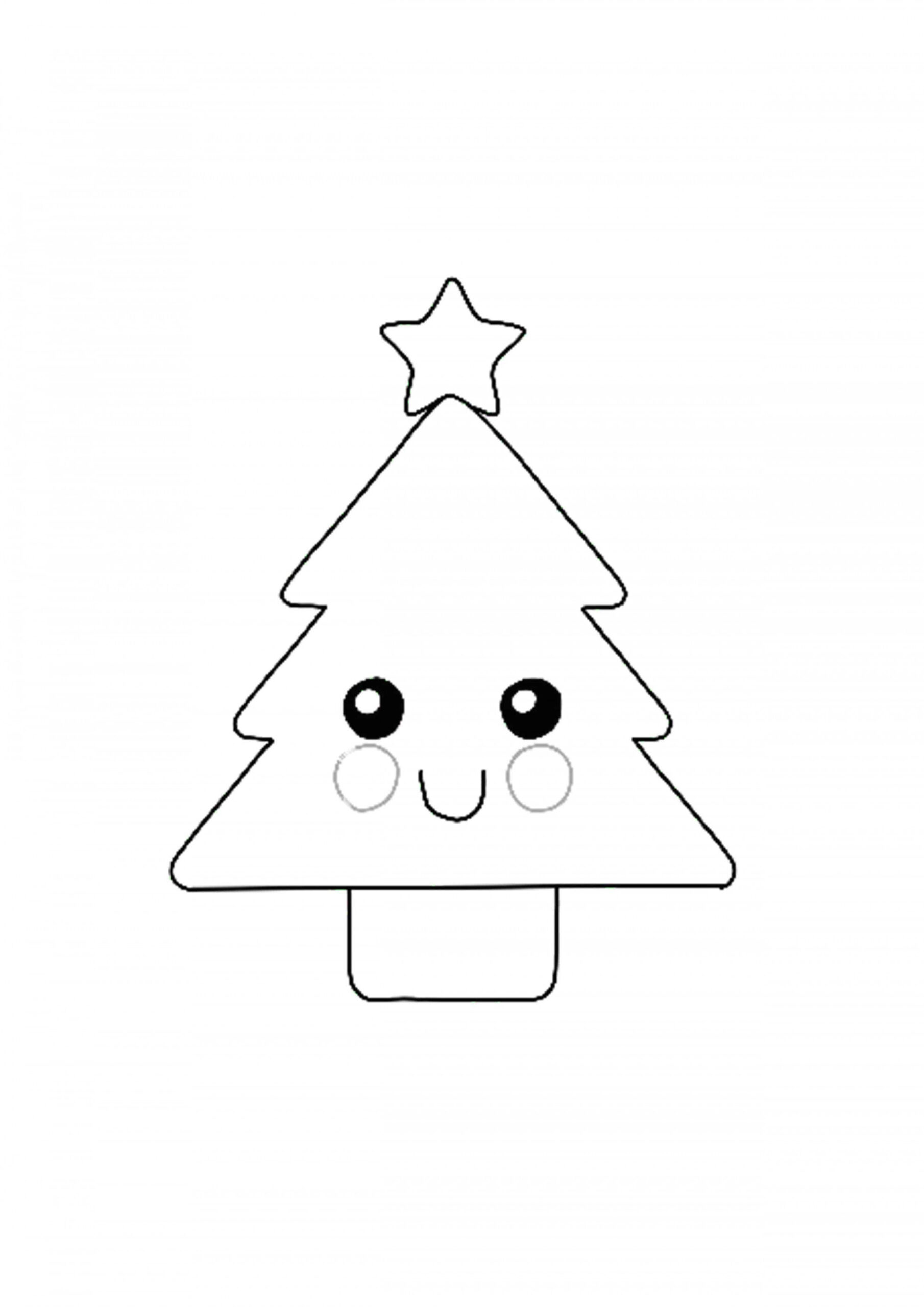 Kawaii Christmas Tree coloring page  Kawaii christmas, Free