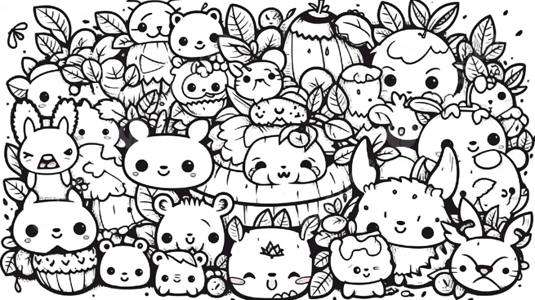 Kawaii Coloring Pages For Adults By Kazkaikyo Background, Coloring