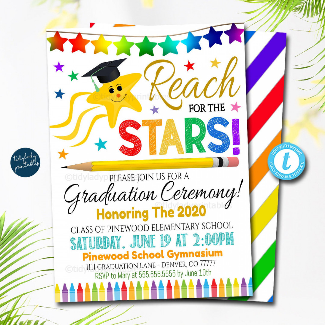 Kindergarten Graduation Invitation  Reach For The Stars