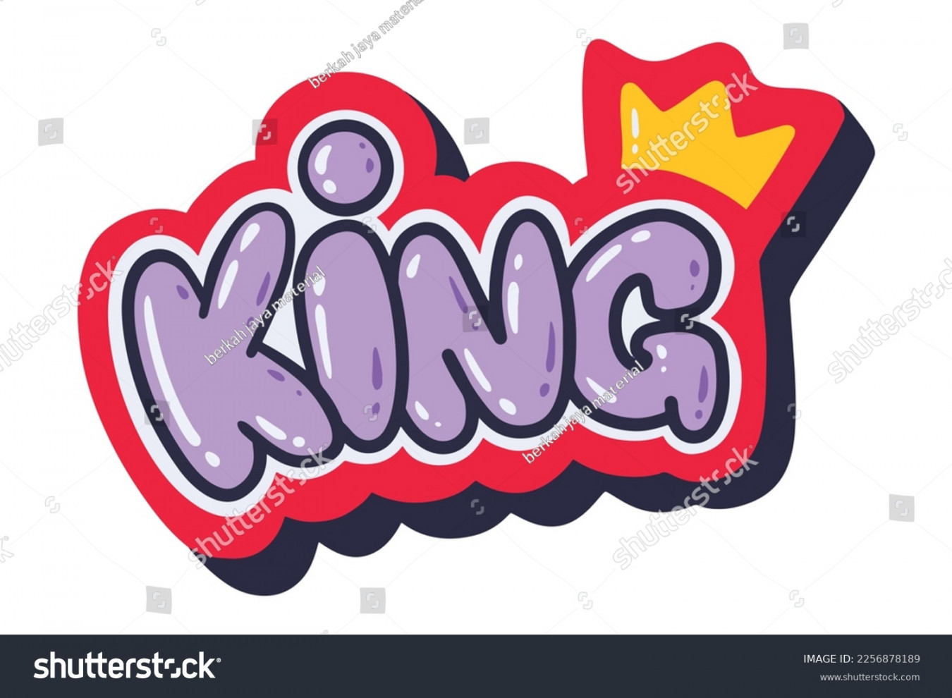 King Graffiti Sticker Bubble Text Effect Stock Vector (Royalty