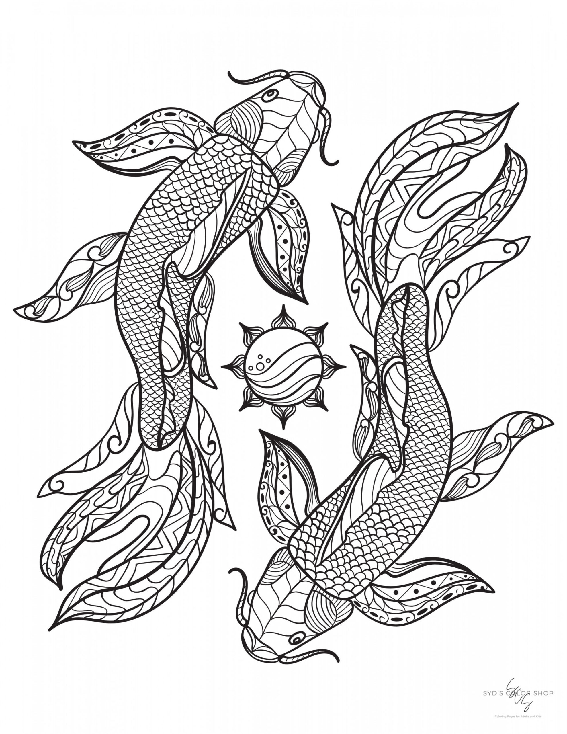 Koi Fish Coloring Page Adults Kids Anxiety - Etsy Australia