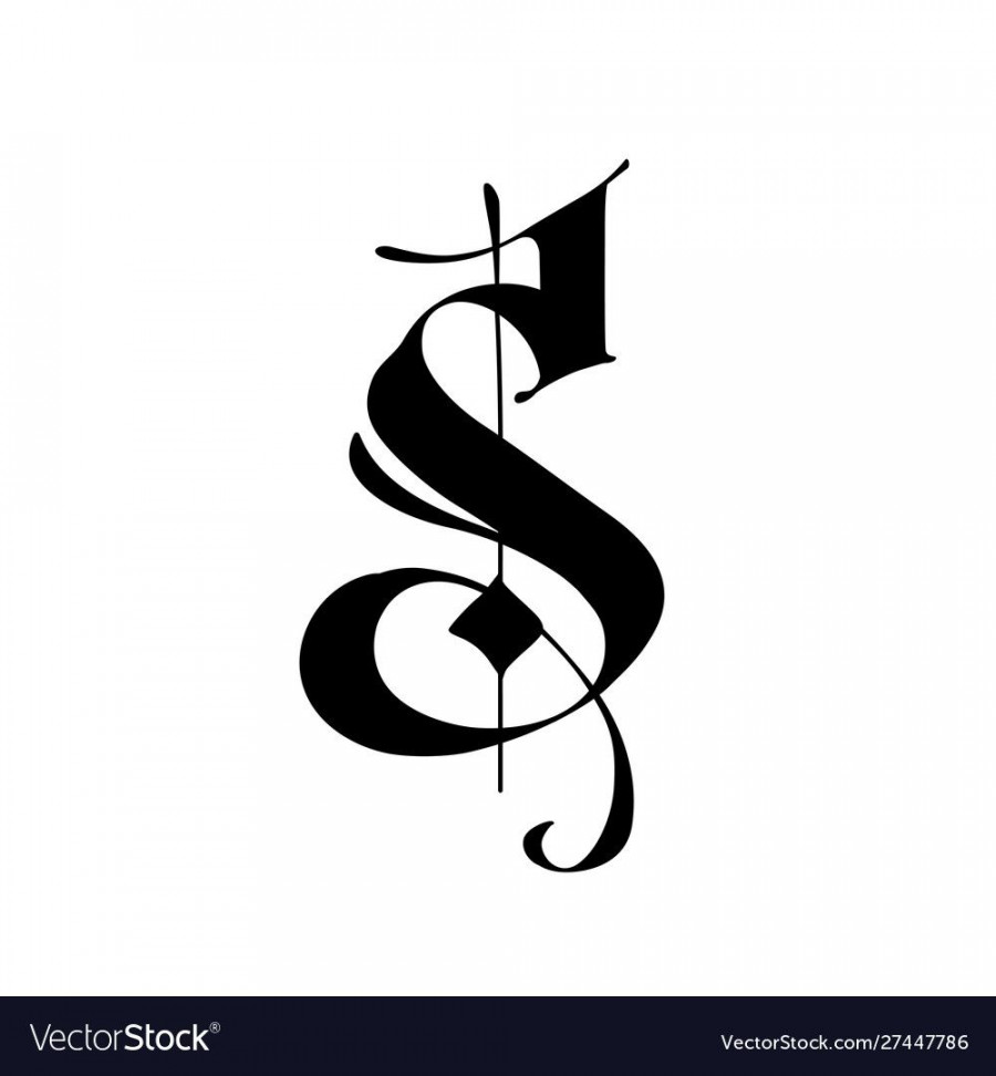 Letter S, in the Gothic style. Vector. Alphabet