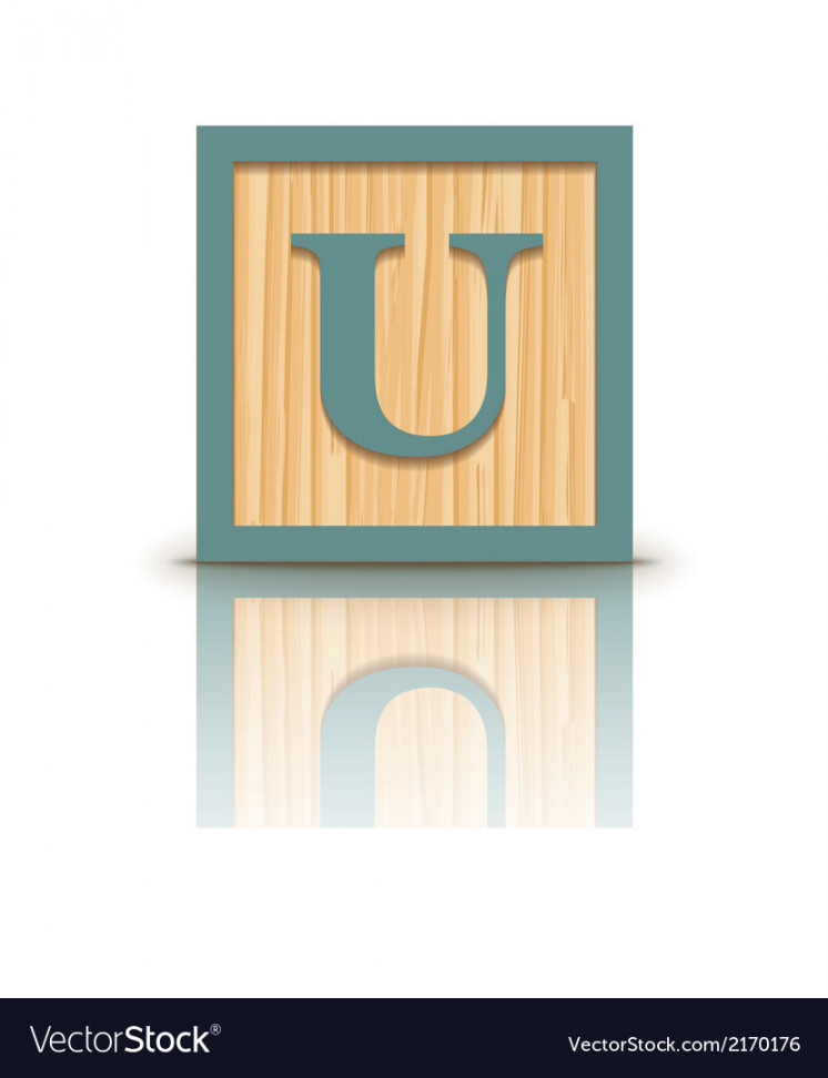 Letter u wooden alphabet block Royalty Free Vector Image