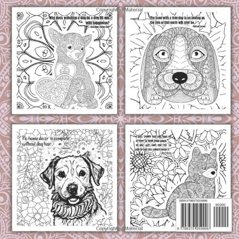 Life with Dogs: Funny Dog Quotes Coloring Book for Adults with  Images: A  gift coloring book for dog owners and dog lovers