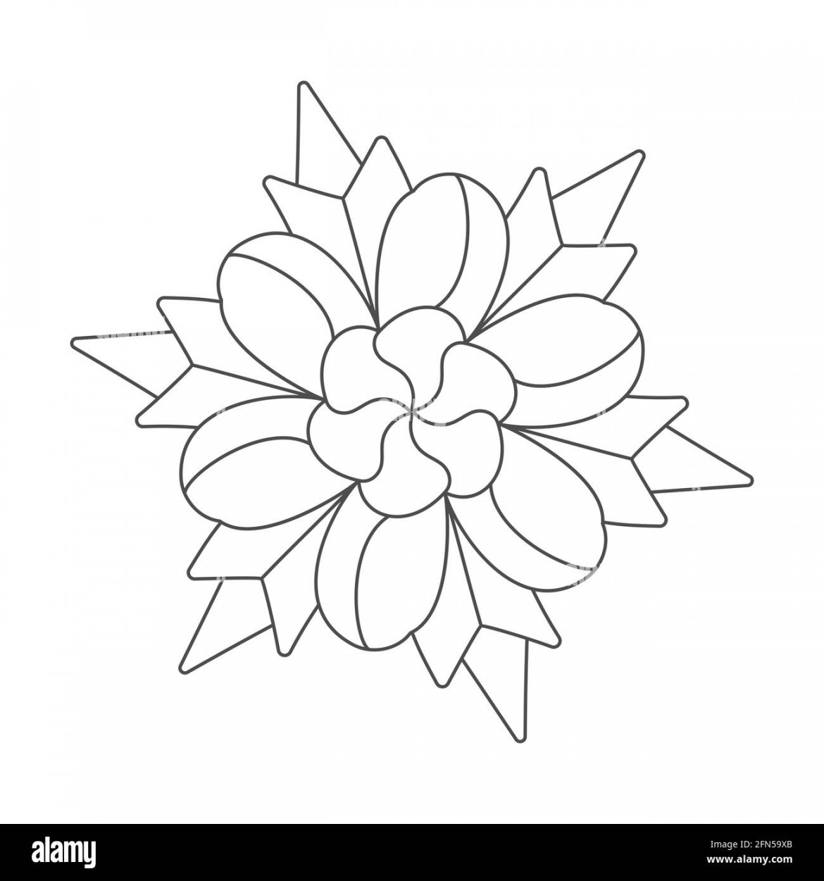 Line drawing of a flower pattern, for application, coloring book