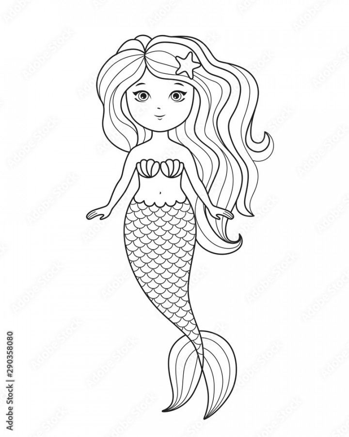 Little cute mermaid coloring page