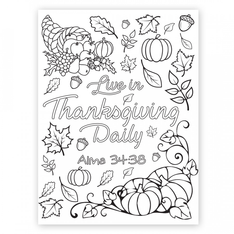 Live in Thanksgiving Daily Coloring Page - Printable in LDS