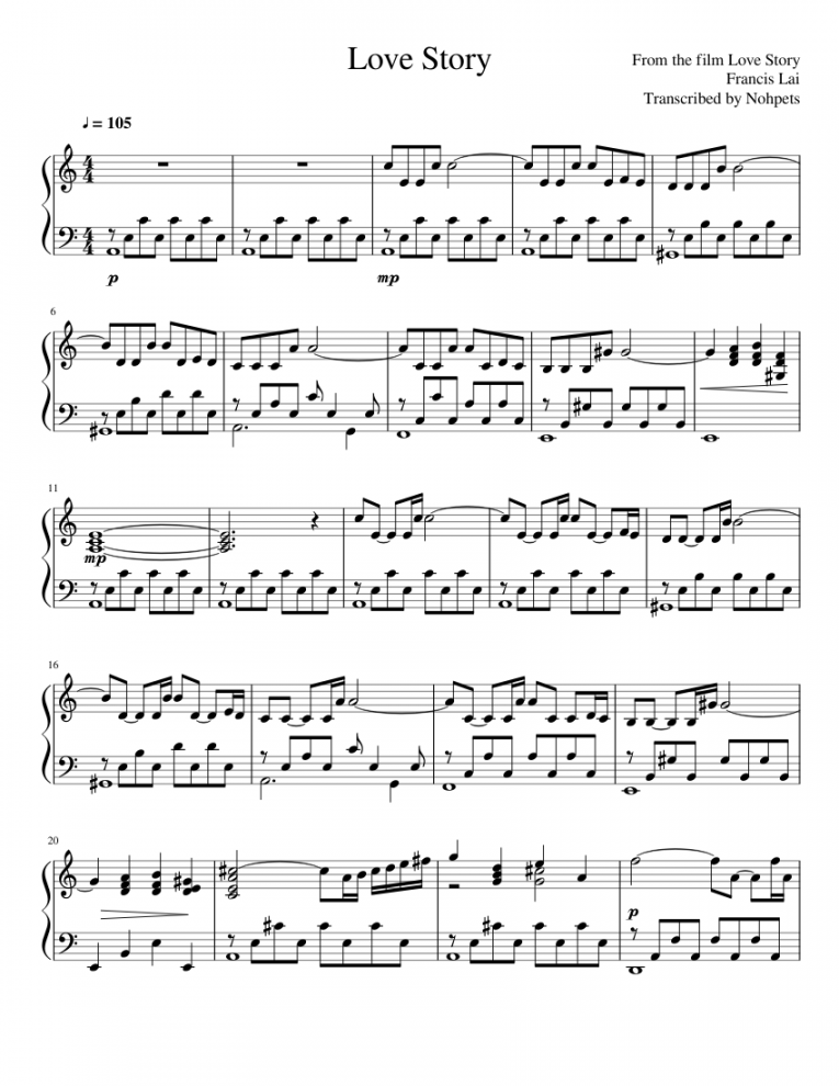 Love Story Sheet music for Piano (Solo)  Musescore