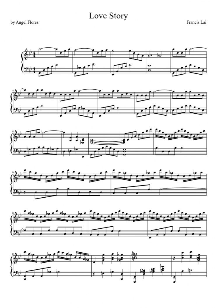 Love Story Sheet music for Piano (Solo)  Musescore