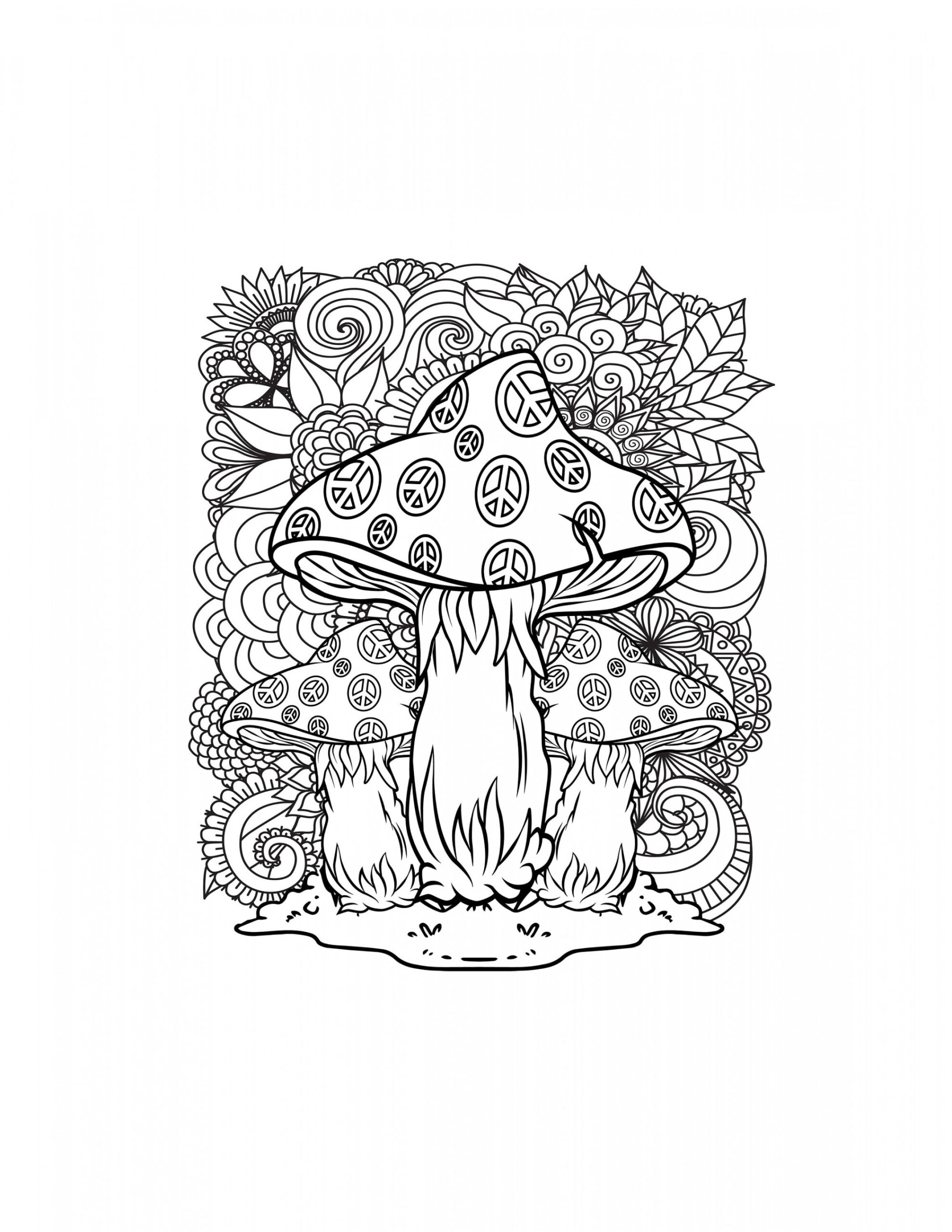 Magic Mushroom Printable Coloring Pages / Digital Download