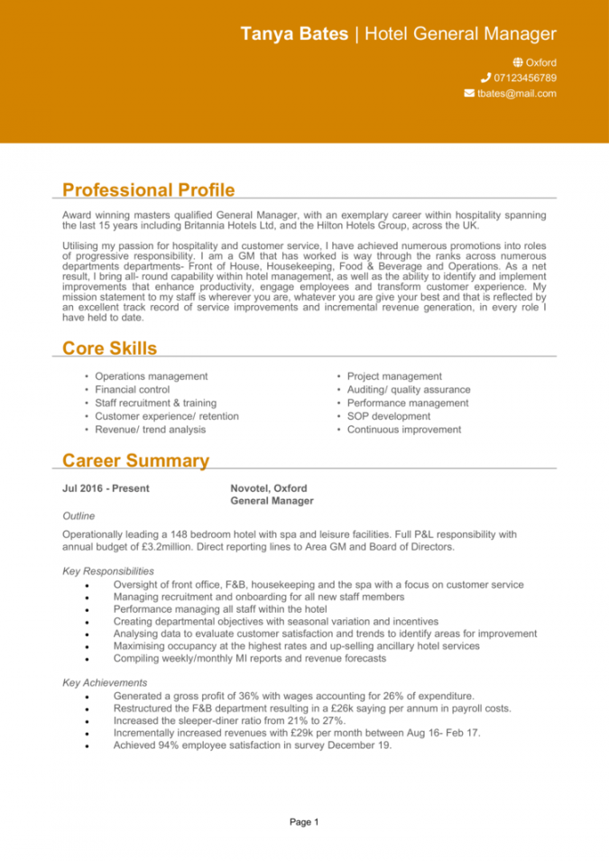 Manager CV examples   Land a top management job