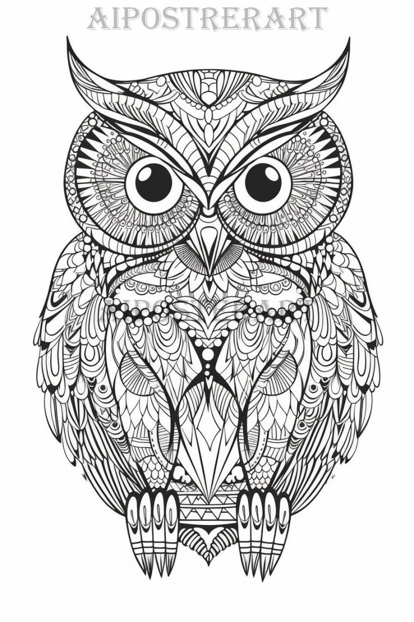 Mandala Owl Coloring Sheet for Adults Printable Coloring Page