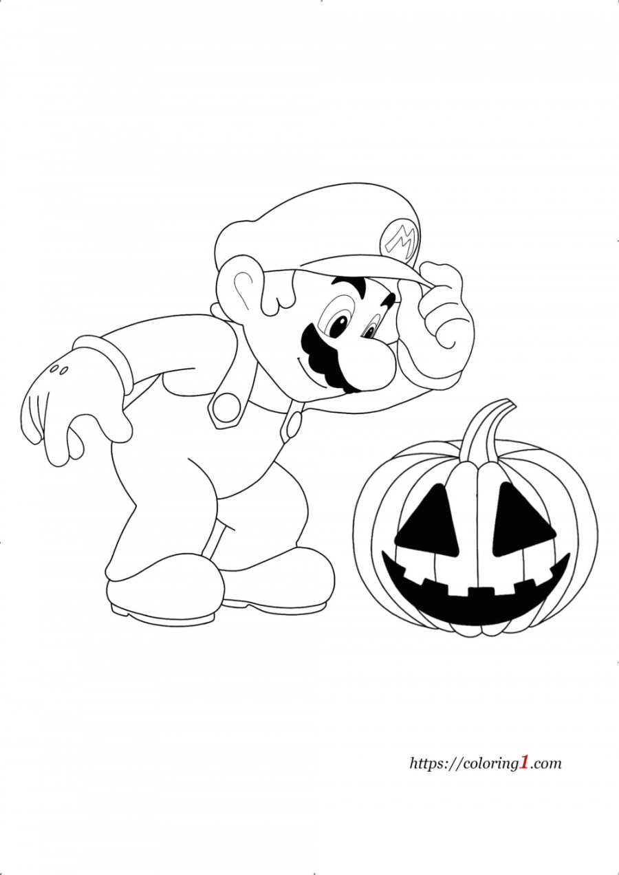 Mario Halloween Coloring Pages -  Free Coloring Sheets (01