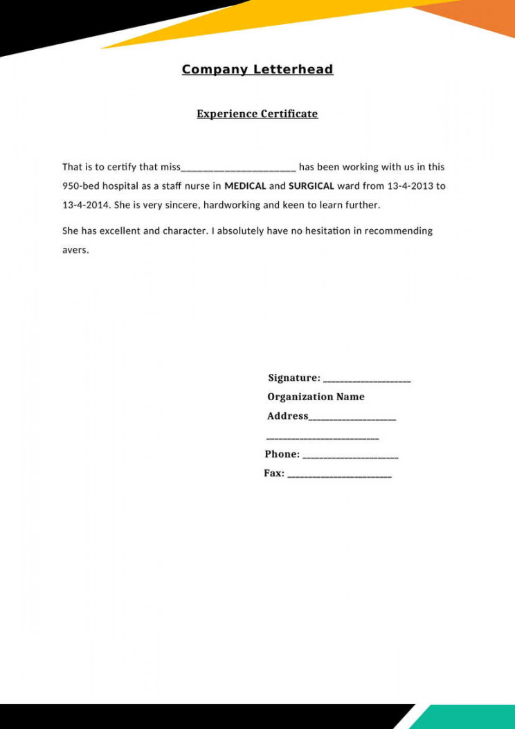 MEDICAL - Experience Letter / Certificate Template Download in