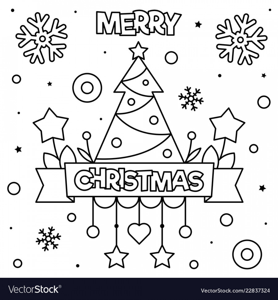 Merry christmas coloring page black and white Vector Image