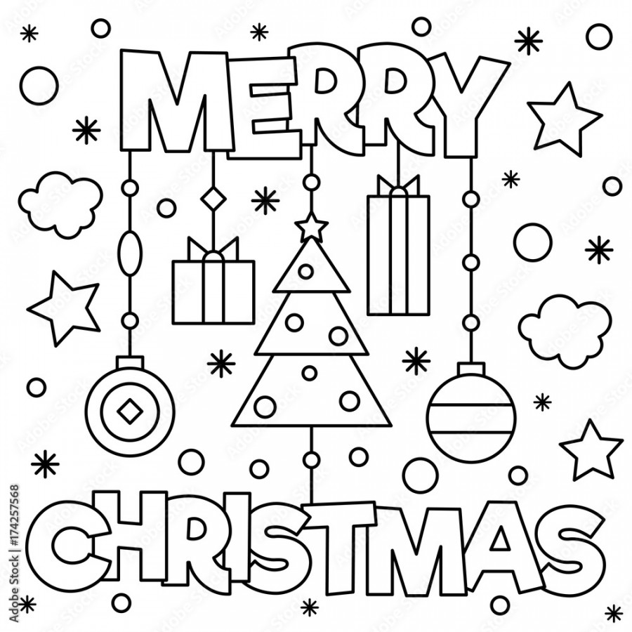 Merry Christmas. Coloring page. Vector illustration