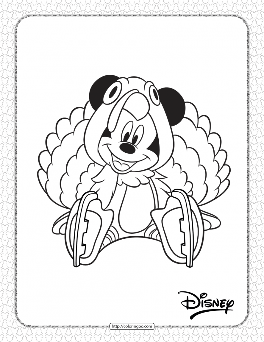 Mickey Mouse Thanksgiving Coloring Page in   Mickey coloring