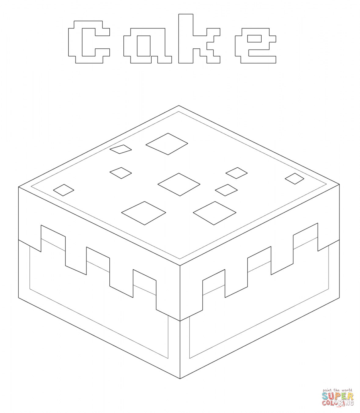 Minecraft Cake coloring page  Free Printable Coloring Pages