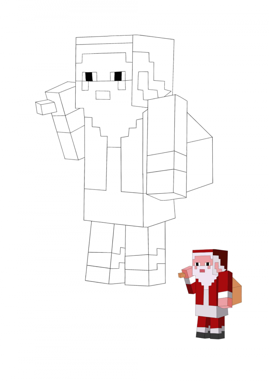 Minecraft Christmas Mob - Santa Coloring Pages -  Free Coloring