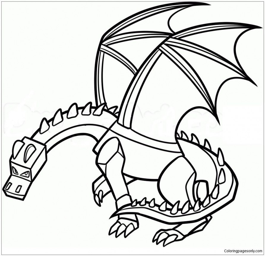 Minecraft Dragon Coloring Page  Dragon coloring page, Minecraft