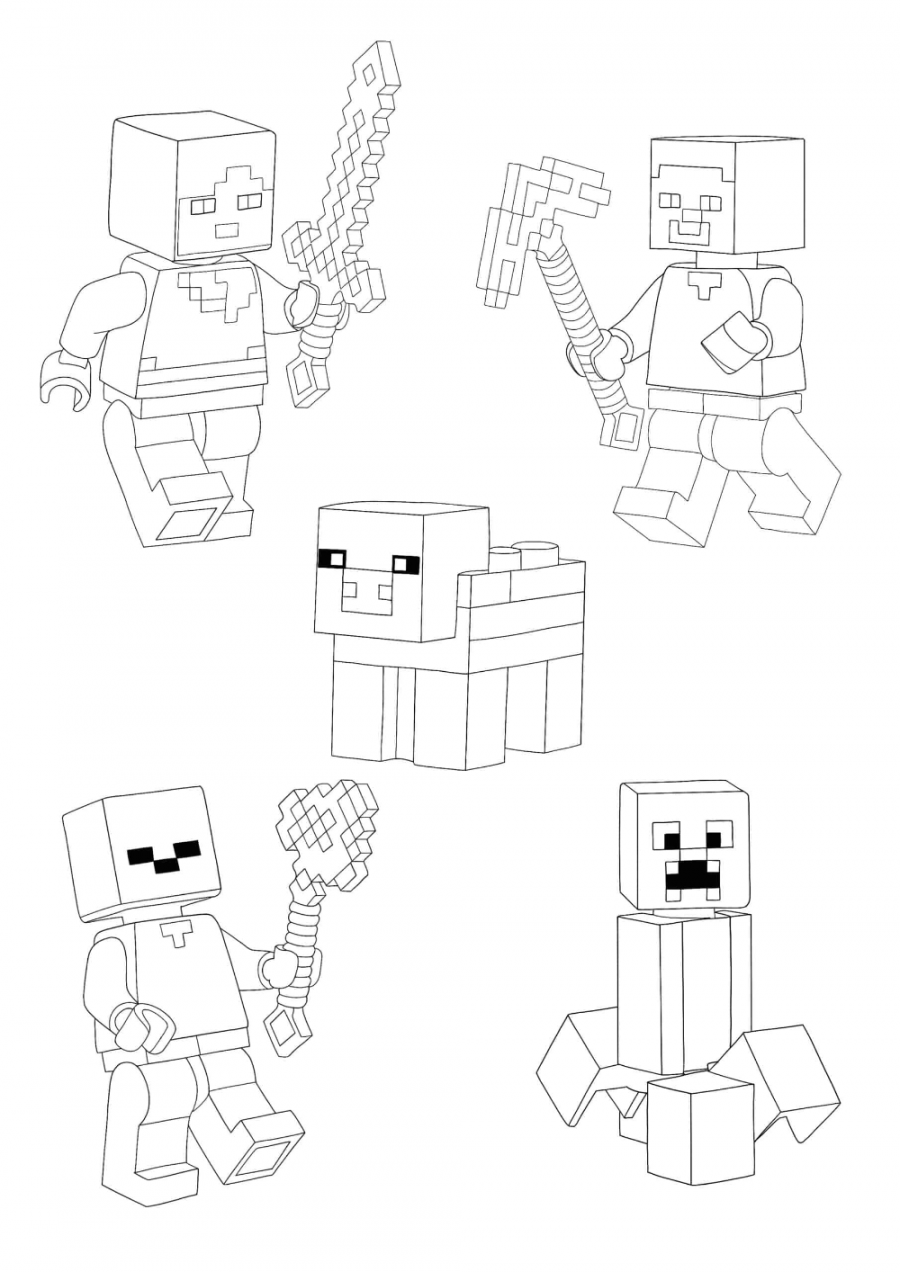 Minecraft Lego Characters Coloring Pages -  Free Coloring Sheets