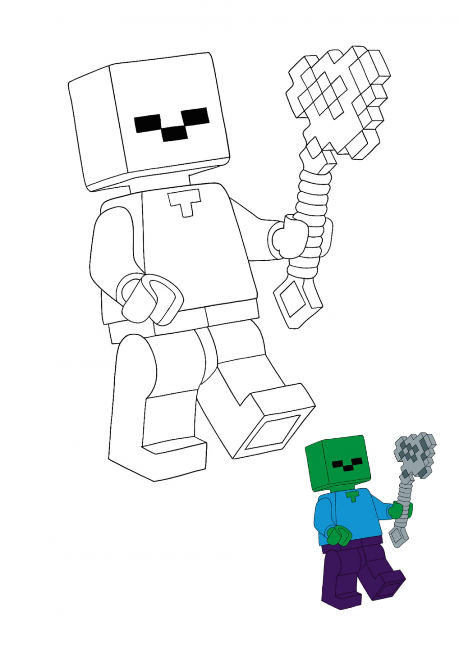 Minecraft Lego Zombie Coloring Pages -  Free Coloring Sheets