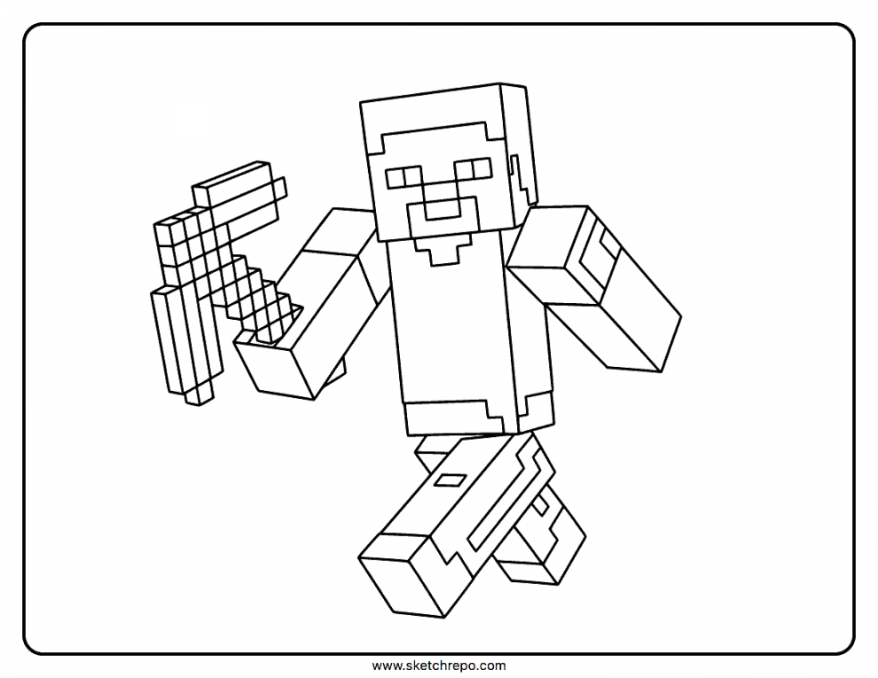 Minecraft Steve Coloring Page - Sketch Repo