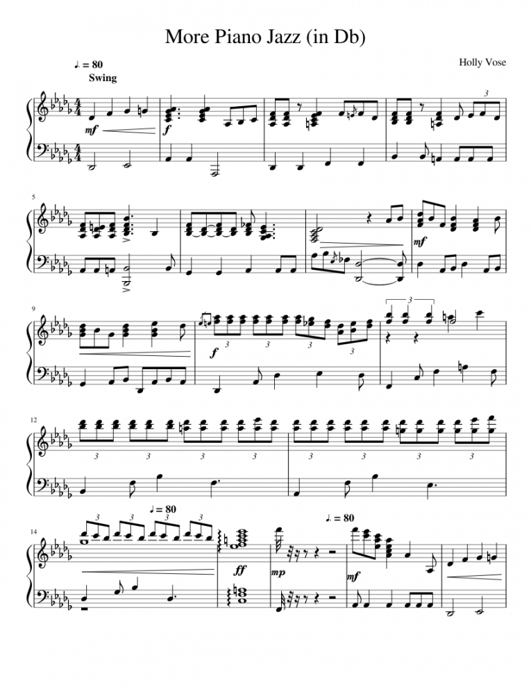 More Piano Jazz (in Db) Sheet music for Piano (Solo)  Musescore