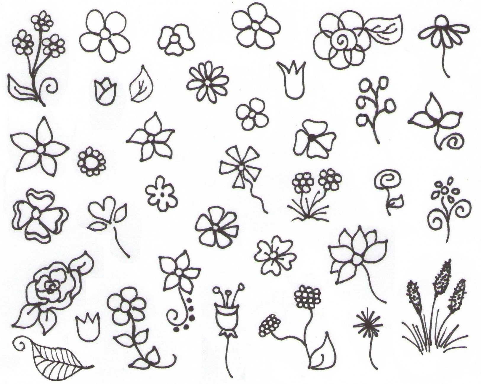 My Inspiration -- Flower Doodles!  Simple flower drawing, Easy