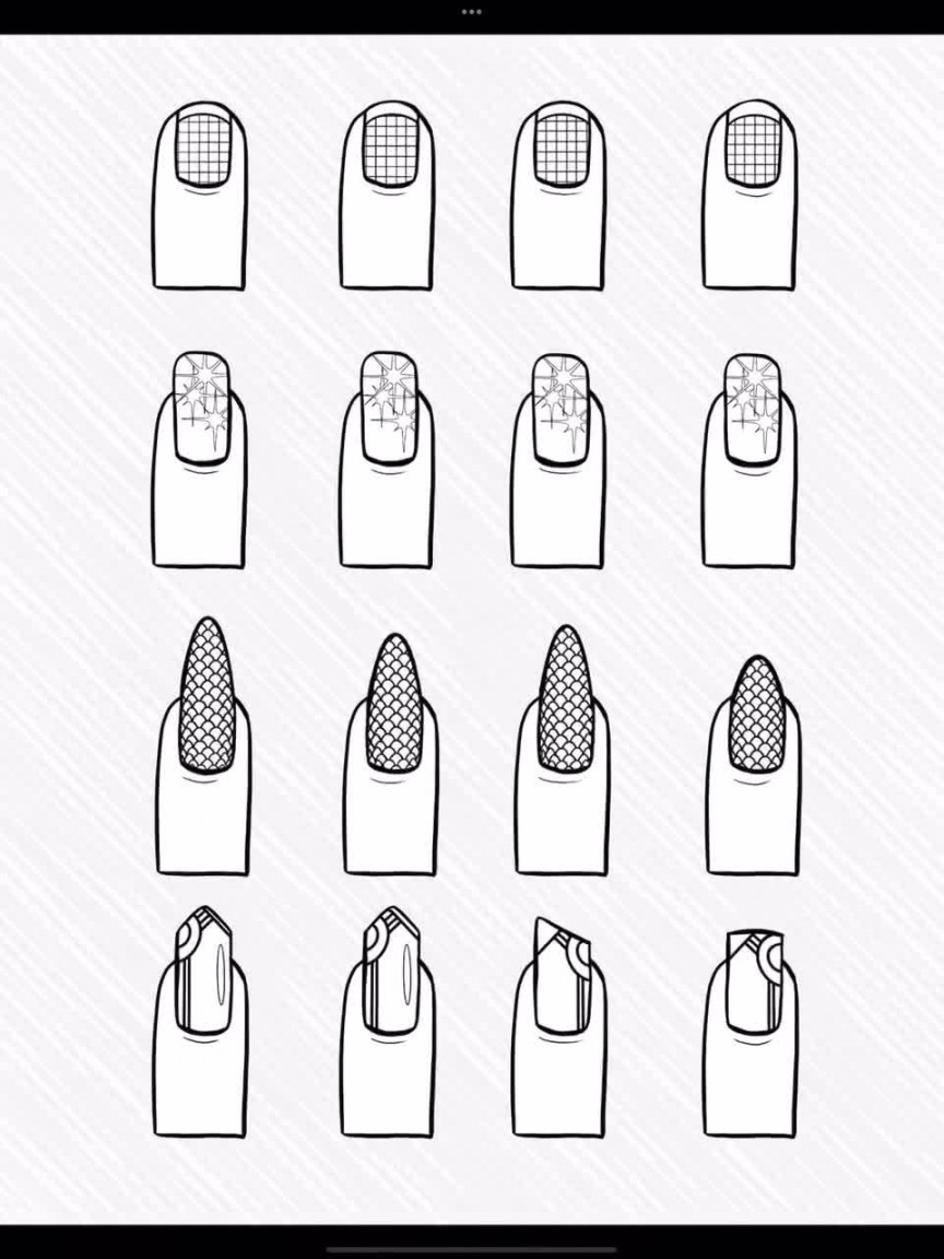 NAIL ART DESIGN Sheets Coloring Pages Practice Template - Etsy