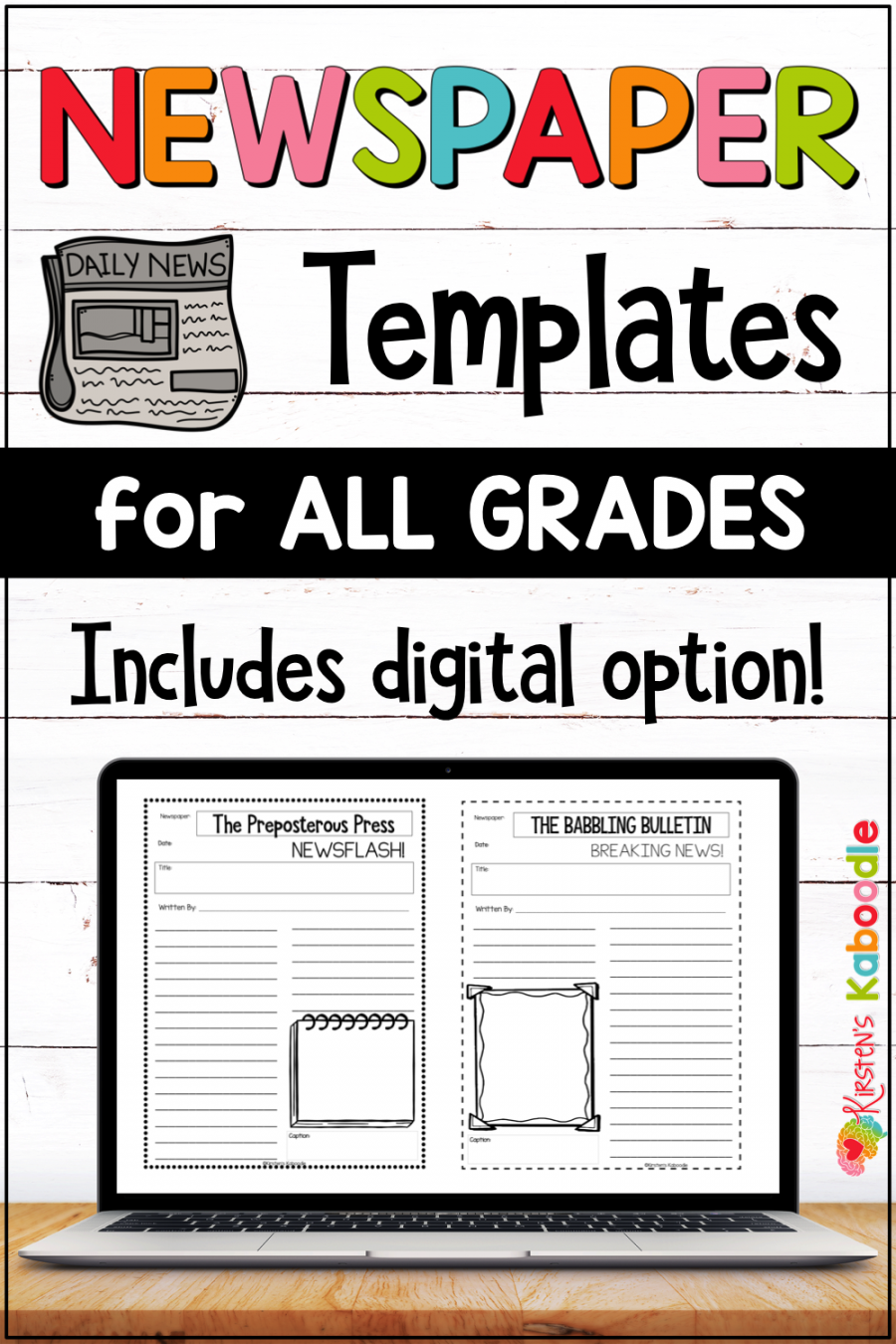 Newspaper Article Template Graphic Organizer: Digital and