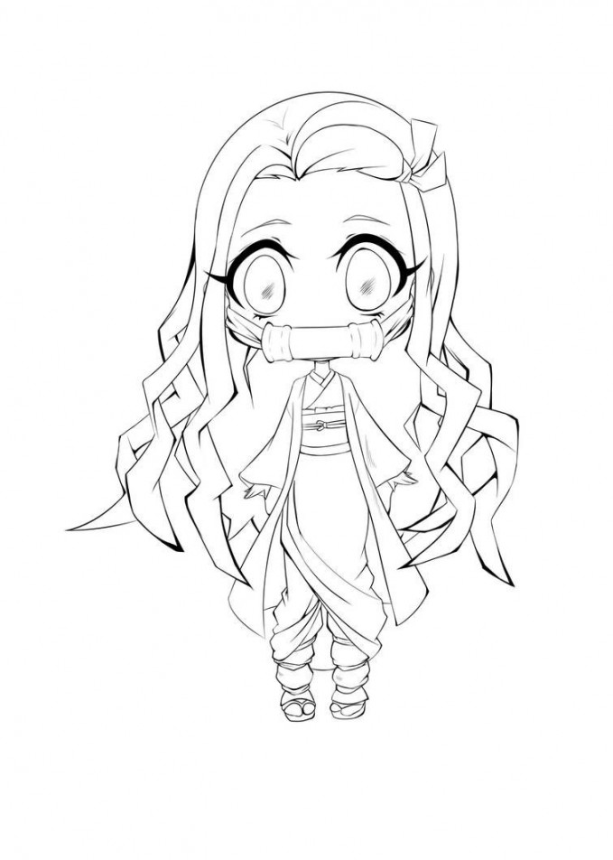 Nezuko Lineart by SugarMetalArt on DeviantArt  Chibi coloring