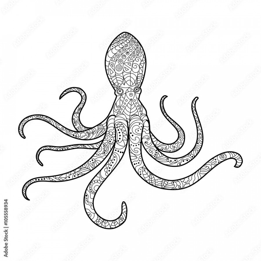 Octopus coloring book for adults vector Stock-Vektorgrafik  Adobe