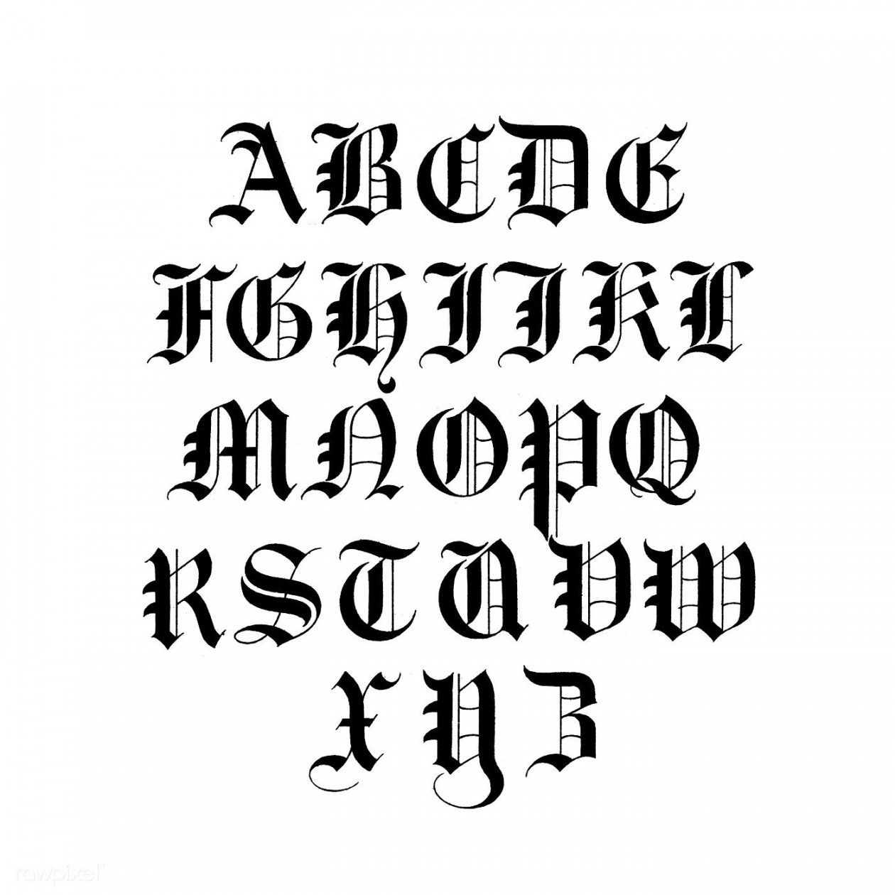 Old English calligraphy fonts from Draughtsman