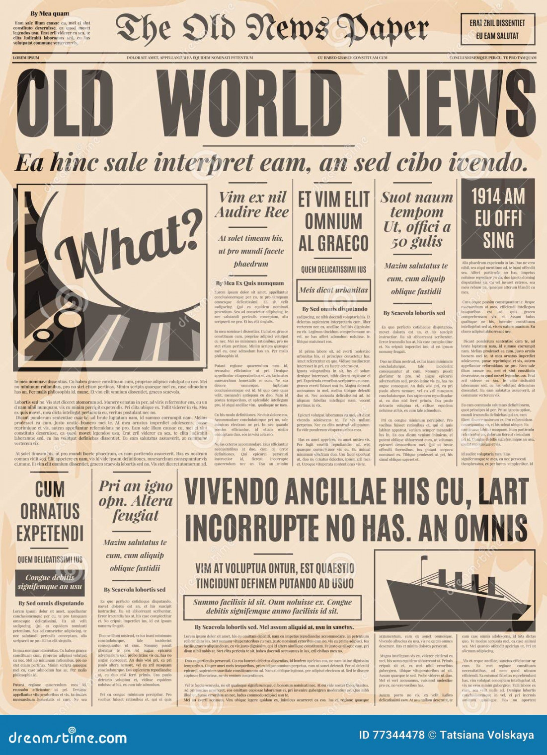 Old Newspaper Design Vector Template