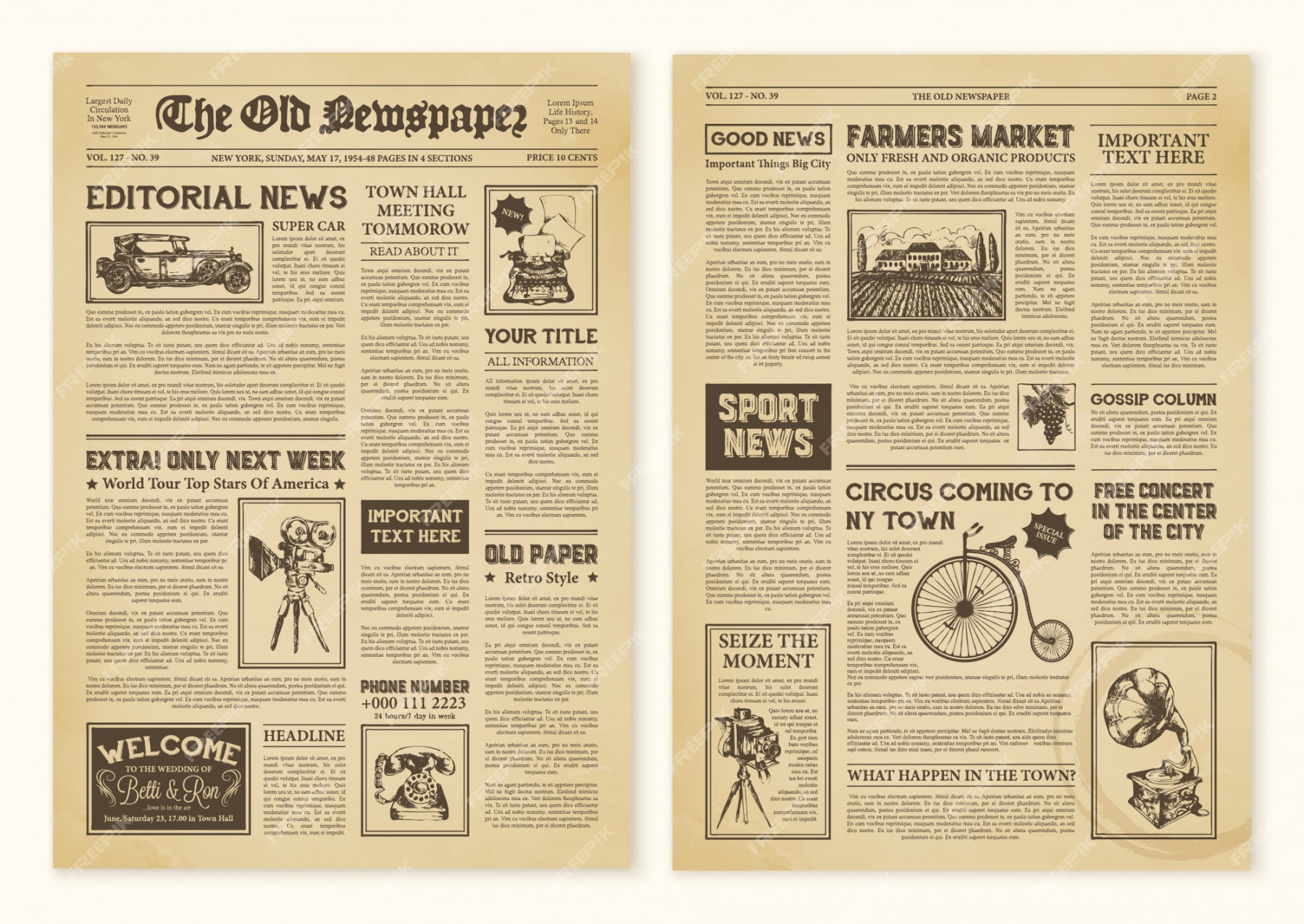 Old Newspaper Template - Free Vectors & PSDs to Download