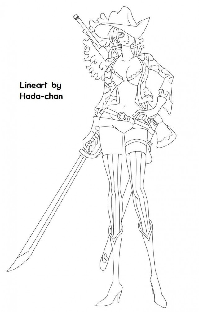 One Piece Film Z Robin Lineart by Hada-Chan  Coloring book art